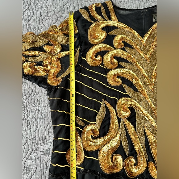 Vintage Black and Gold Beaded Dress by Xoanon - Picture 13 of 16